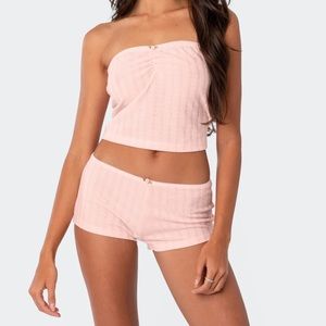 NWT edikted baby pink sweet pea pointelle ruched tube top